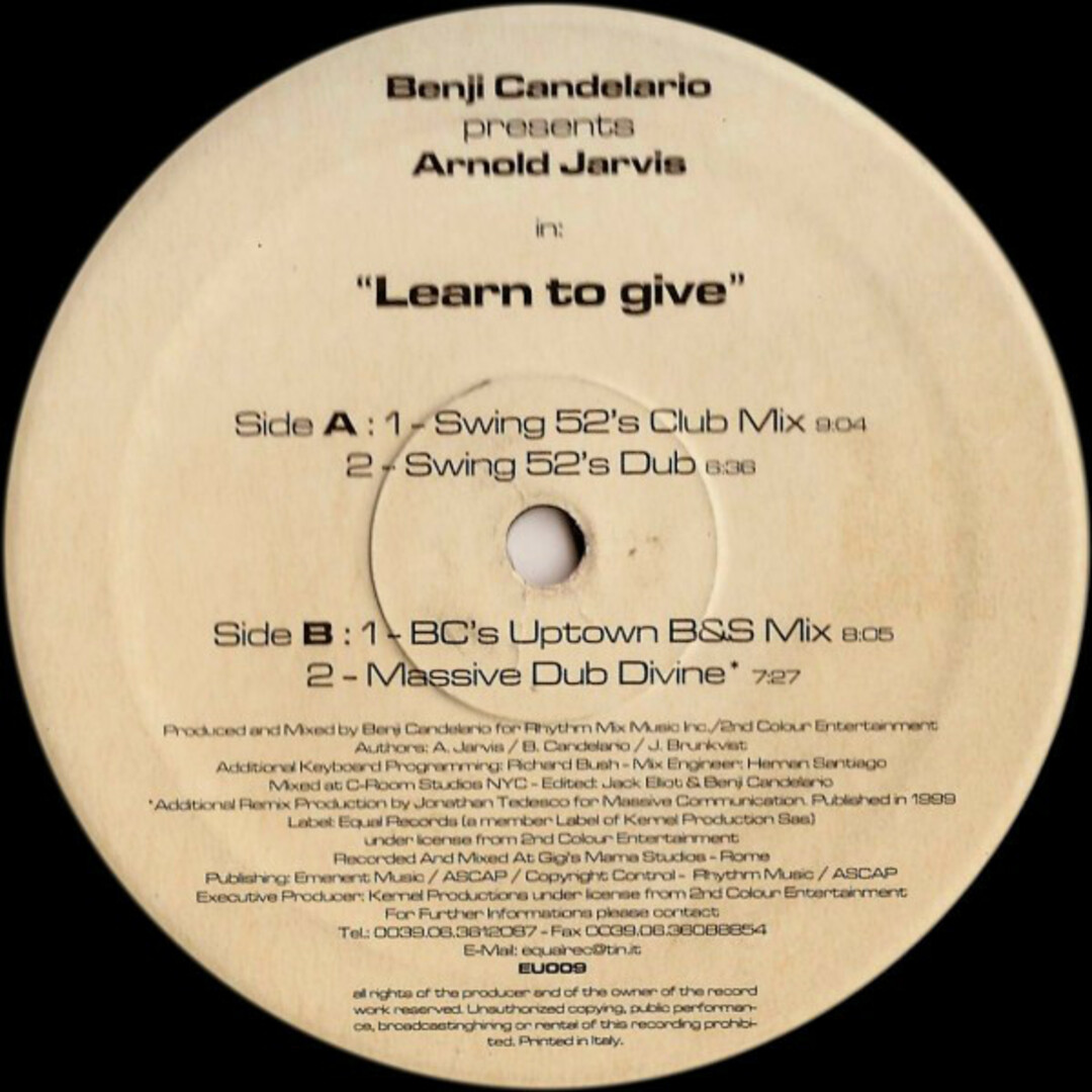 伊12” Benji Candelario, Arnold Jarvi Learn To Give EU009 Equal Records /00250 エンタメ/ホビーのエンタメ その他(その他)の商品写真