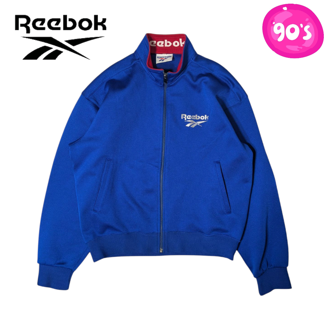 Reebok(リーボック)の90s Reebok ブルー 刺繍ロゴ トラックトップジャージ メンズのトップス(ジャージ)の商品写真