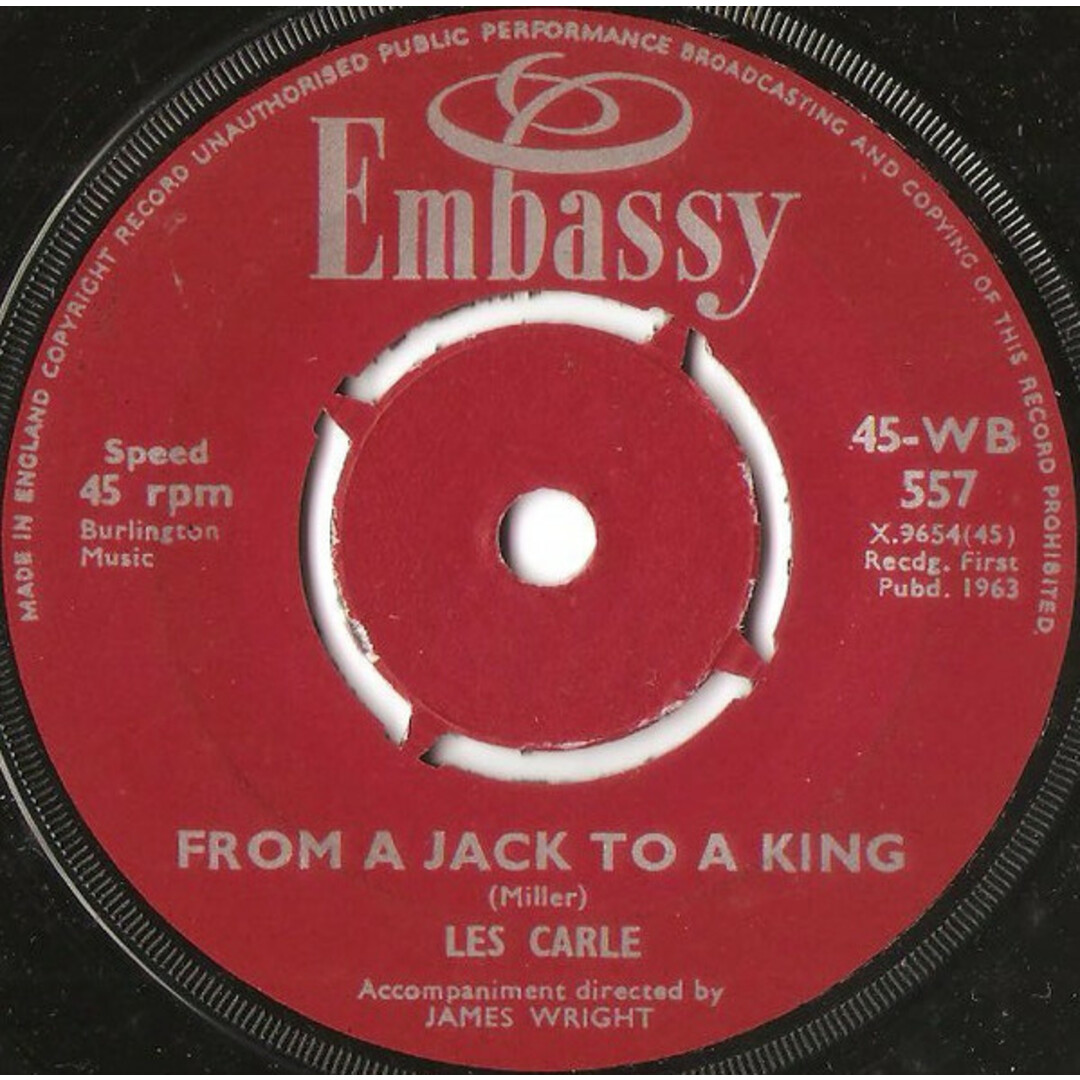 英7" Les Carle / Marilyn Lee From A Jack To A King / Our Day Will Come 45WB557 Embassy /00080 エンタメ/ホビーのエンタメ その他(その他)の商品写真