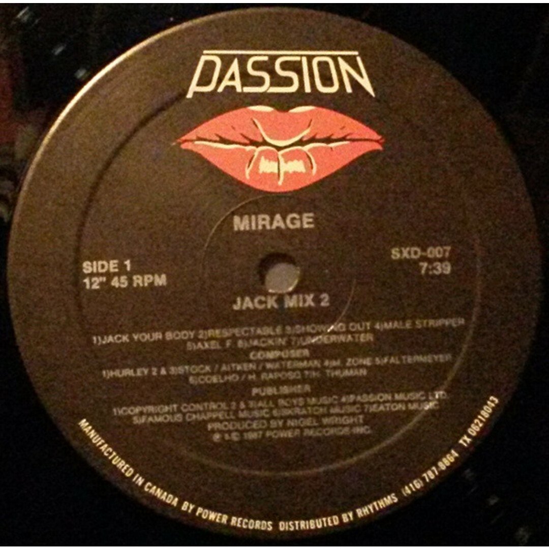加12" Mirage Jack Mix 2 / Jack Mix 3 SXD007 Passion (10) /00250 エンタメ/ホビーのエンタメ その他(その他)の商品写真