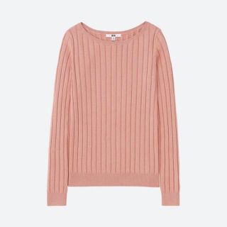 ユニクロ(UNIQLO)のユニクロ コットンカシミヤワイドリブセーター L サイズ ピンク(ニット/セーター)