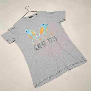 【DIESEL】（M）プリントTシャツ 鳥 カジュアル クルーネック グレイ系