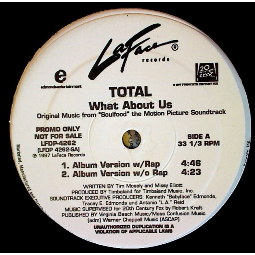 米12” Total What About Us LFDP4262 LaFace Records /00250 エンタメ/ホビーのエンタメ その他(その他)の商品写真
