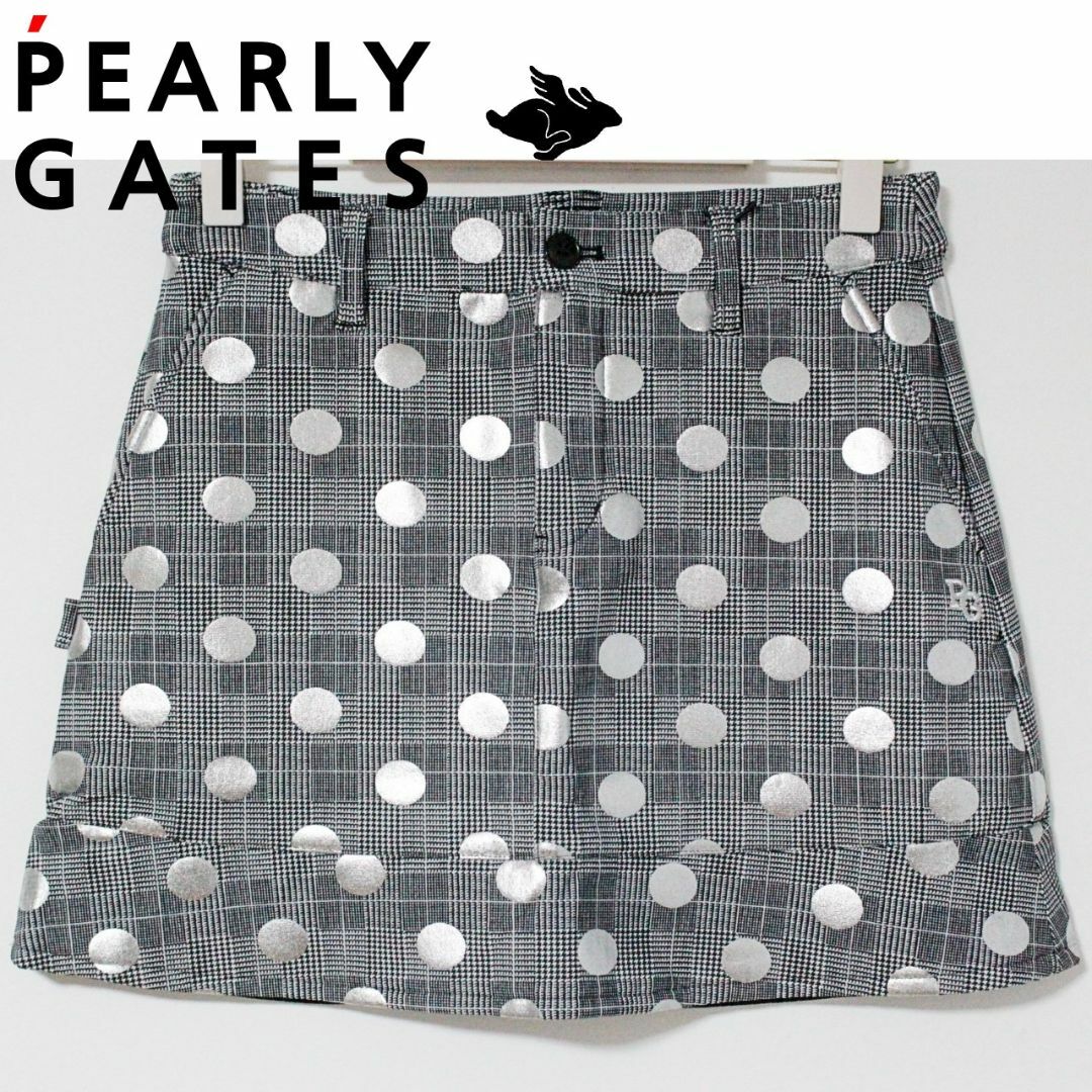 PEARLY GATES - 新品 パーリーゲイツ グレンシルバー水玉 裏起毛スカート M（ウエスト約74cm