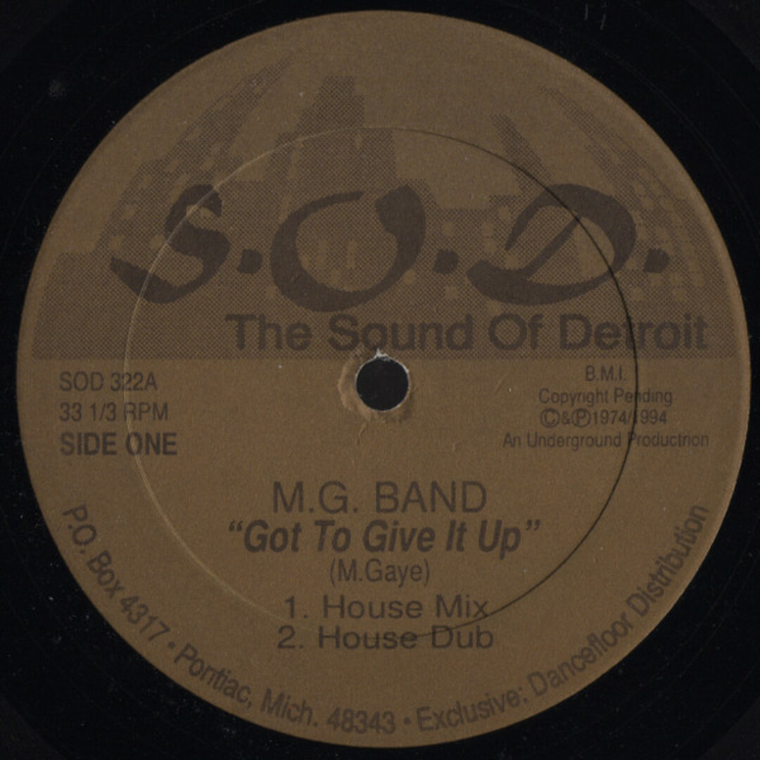 米12" M.G. Band Got To Give It Up / Muzik Hypnotic SOD322 S.O.D. The Sound Of Detroit /00250 エンタメ/ホビーのエンタメ その他(その他)の商品写真