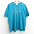XL★古着 カルバンクライン Calvin Klein 半袖 ビンテージ ブランド Tシャツ メンズ 90年代 90s ビッグロゴ 大きいサイズ クルーネック USA製 水色 【spe】 25may02 中古
