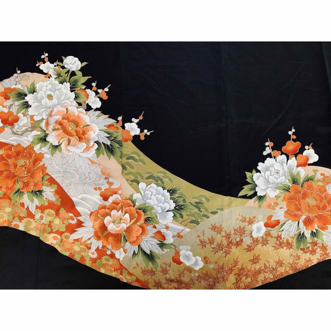 サルエルパンツ✿総丈90㎝✿黒留袖✿和モダン(着物リメイク)5 サルエルパンツ✿総丈90㎝✿黒留袖✿和モダン(着物リメイク)5