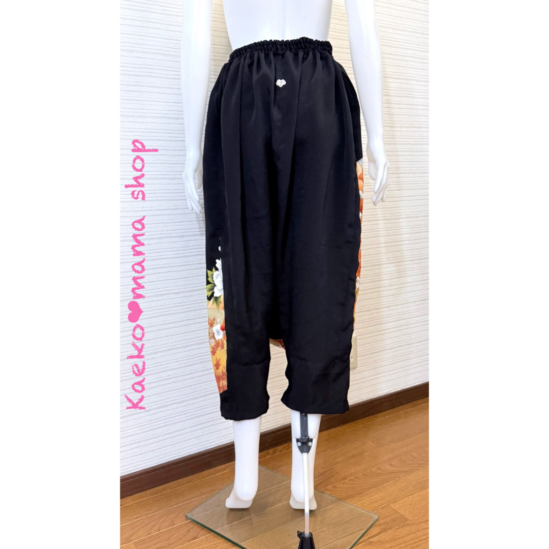 サルエルパンツ✿総丈90㎝✿黒留袖✿和モダン(着物リメイク)5 サルエルパンツ✿総丈90㎝✿黒留袖✿和モダン(着物リメイク)5