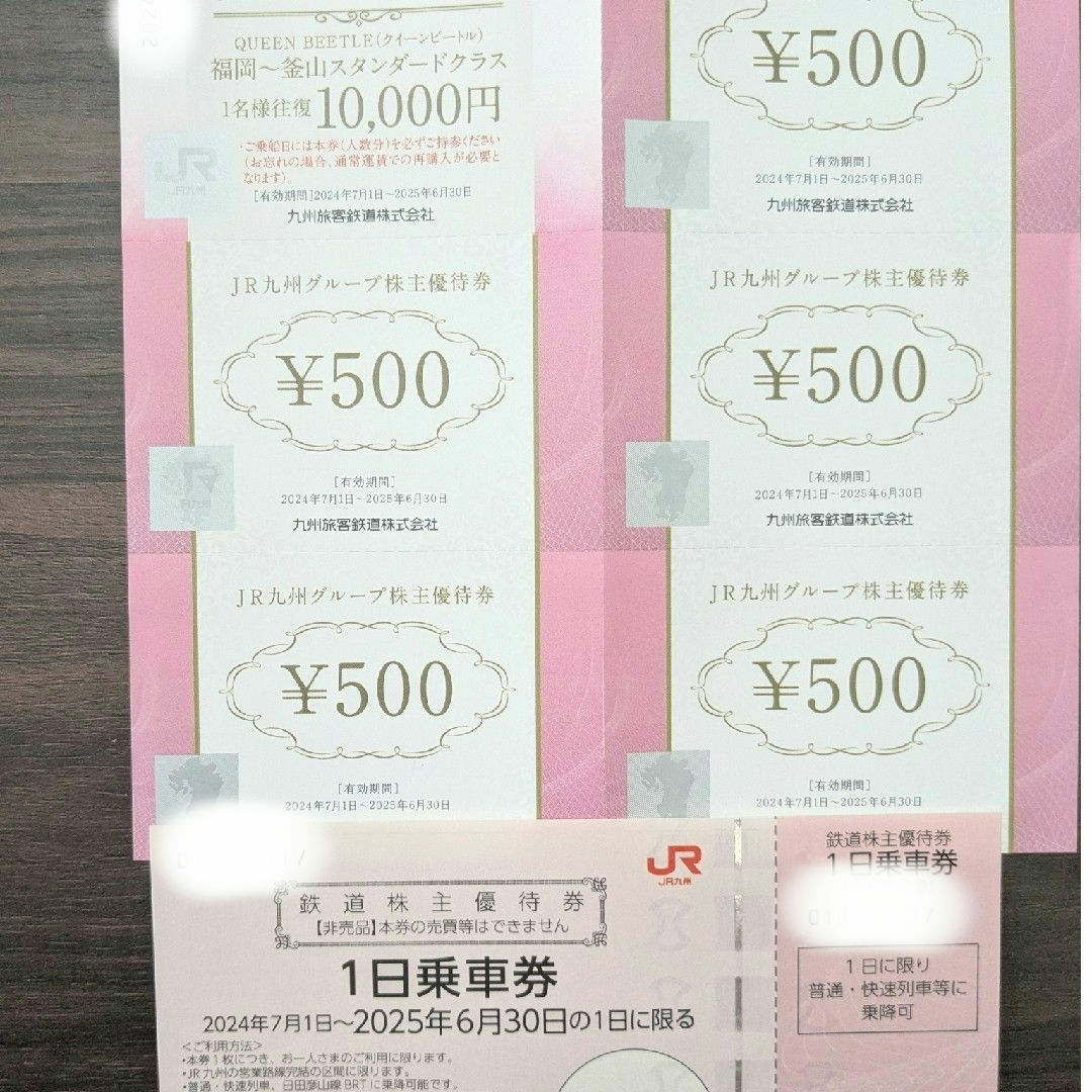 九州旅客鉄道 JR九州 株主優待 1日乗車券1枚、優待券500円×5枚 チケットの乗車券/交通券(鉄道乗車券)の商品写真