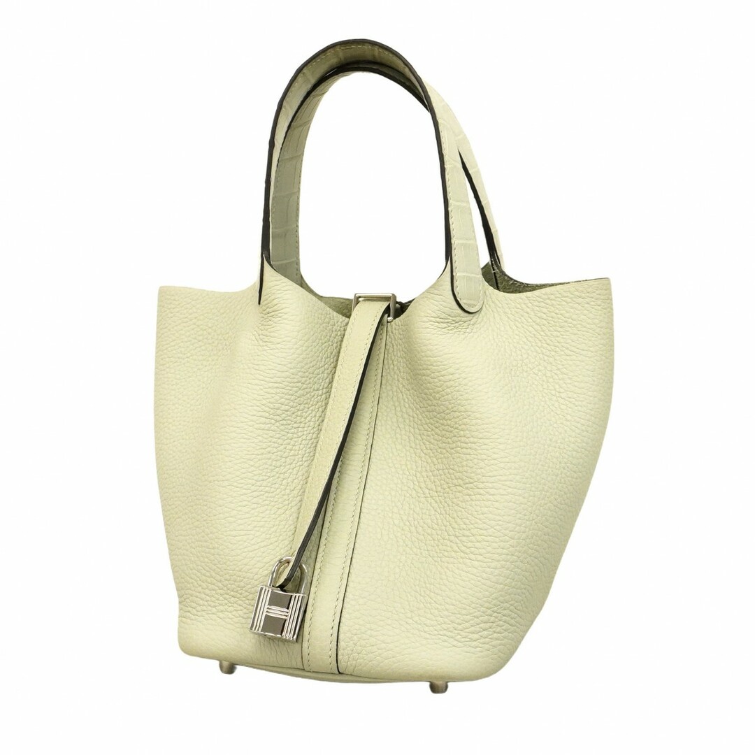 HERMES - ★SALE【5ea0554】エルメス ハンドバッグ ピコタンロックPM アリゲーターマット グリネヴェ シルバー金具 B刻印【中古】レディース