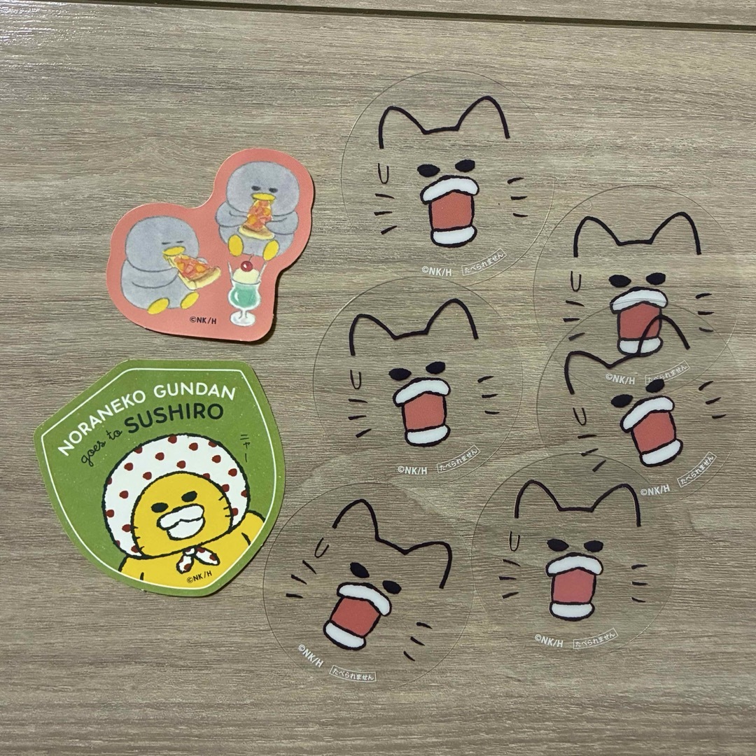 スシロー×ノラネコぐんだん コラボピック ステッカー 8点セット エンタメ/ホビーのおもちゃ/ぬいぐるみ(キャラクターグッズ)の商品写真