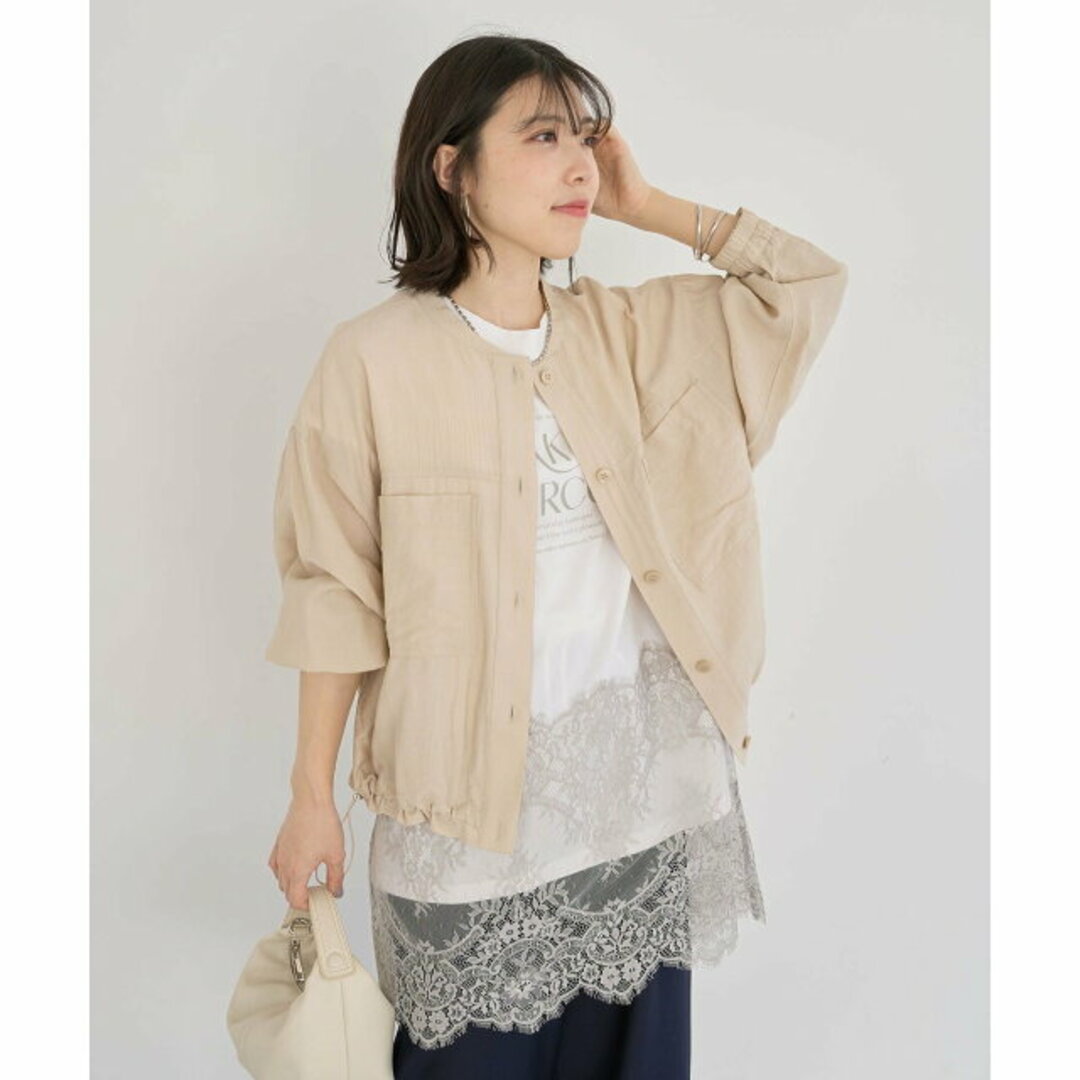 green parks(グリーンパークス)の【ライトベージュ】シアーシャツブルゾン レディースのトップス(シャツ/ブラウス(長袖/七分))の商品写真