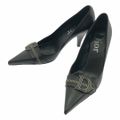 Dior / ディオール | ロゴ ポインテッドトゥ ヒール パンプス | 35 1/2 | ブラック | レディース