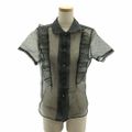 BLACK COMME des GARCONS / ブラックコムデギャルソン | 2009SS | Polka Dot Pattern Frills Short Sleeve Blouse / ポリエステル ポルカドット フリル 装飾 シアー シャツ ブラウス | XS | ブラック/ホワイト | レディース