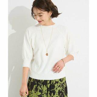クラフトスタンダードブティック(CRAFT STANDARD BOUTIQUE)の【オフホワイト】洗える/UVカット/毛玉軽減 半袖ラグランニットプルオーバー(カットソー(長袖/七分))