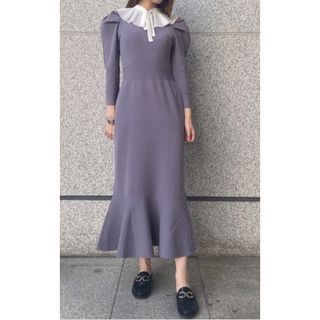 スナイデル(SNIDEL)のスナイデル　プリーツカラーニットワンピース(ロングワンピース/マキシワンピース)