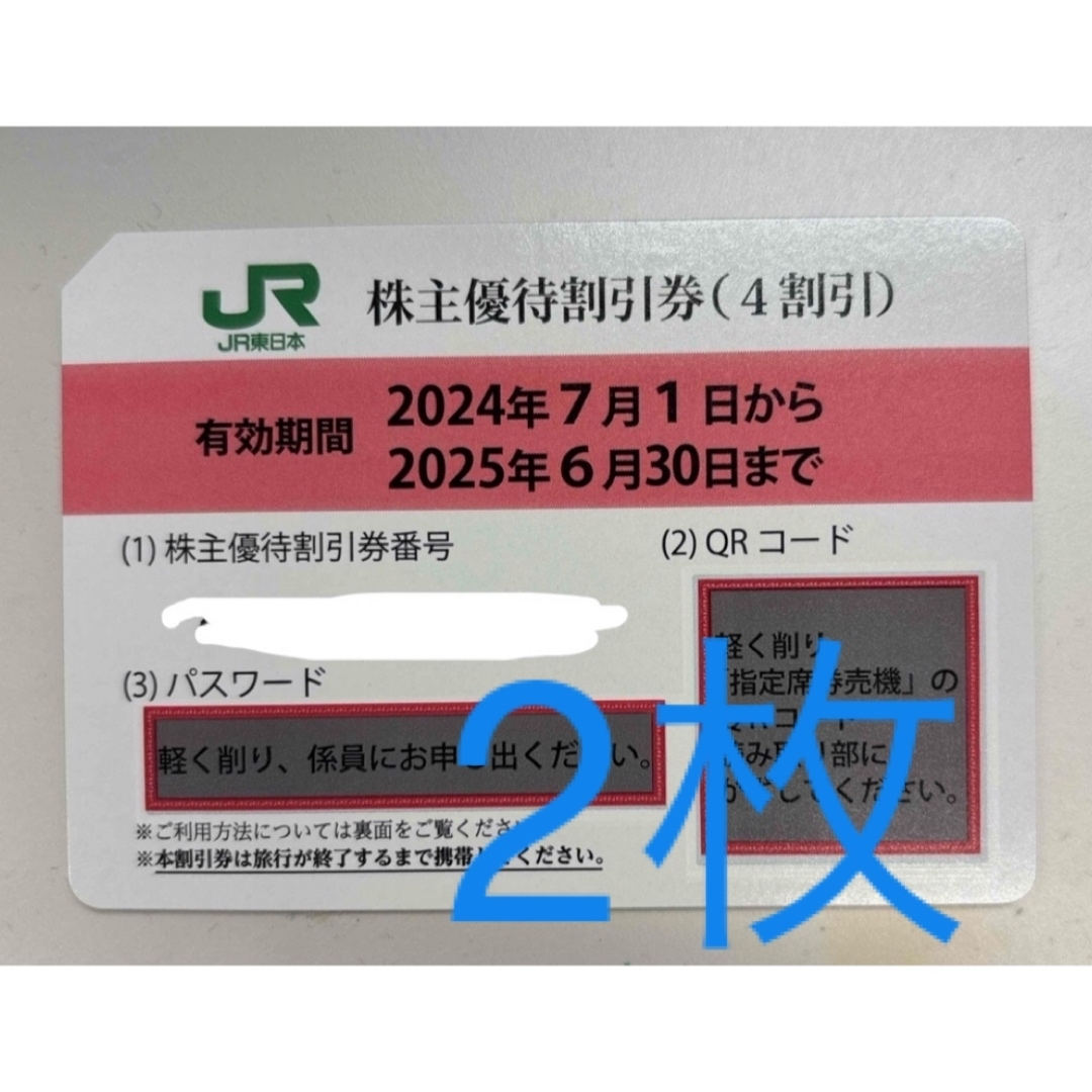 JR東日本株主優待券(2枚) チケットの優待券/割引券(その他)の商品写真