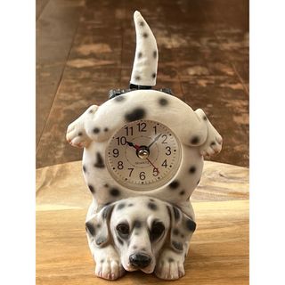 【新品】レトロ　ダルメシアンの時計(置時計)