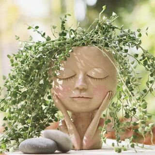 【数量限定】ヘッドプランター 植木鉢 顔 フェイスプランターポット 可愛い女子の(その他)