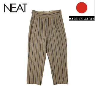 NEAT ベージュ コットンリネン ストライプ スラックス(スラックス)