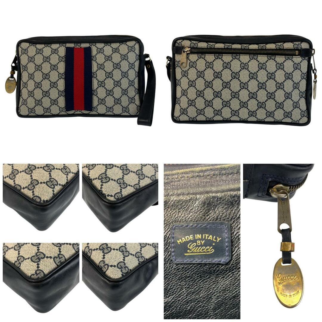 GUCCI - GUCCI グッチ シェリーライン グレー ネイビー ゴールド