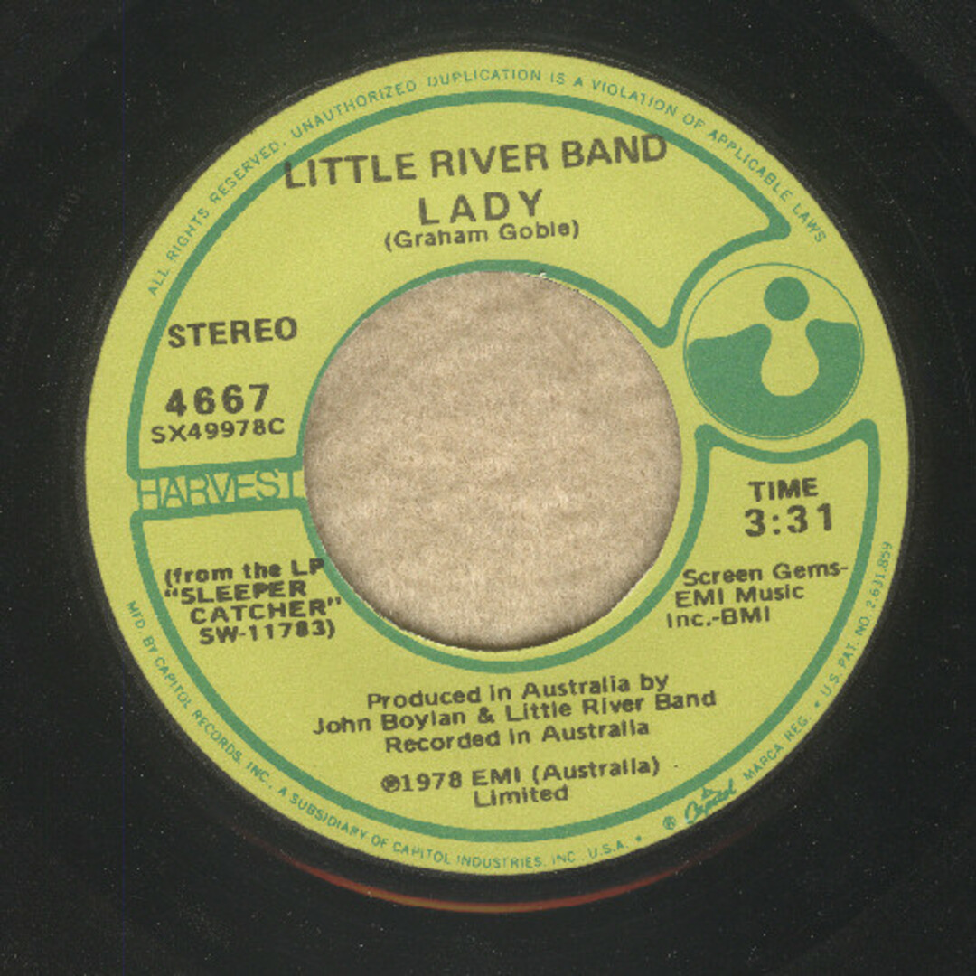 米7" Little River Band Lady 4667 Harvest /00080 エンタメ/ホビーのエンタメ その他(その他)の商品写真