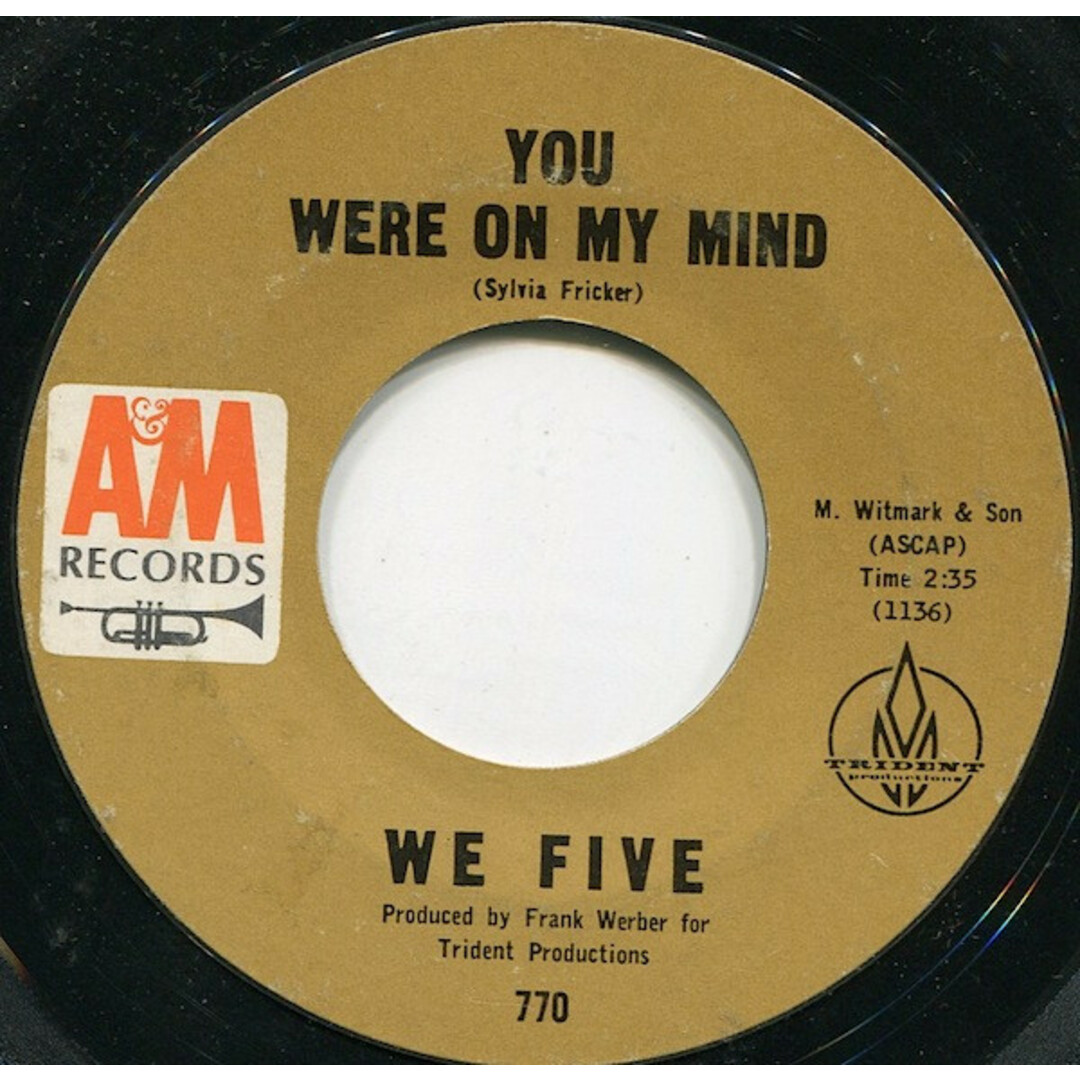 米7” We Five You Were On My Mind / Small World 770 A&M Records /00080 エンタメ/ホビーのエンタメ その他(その他)の商品写真