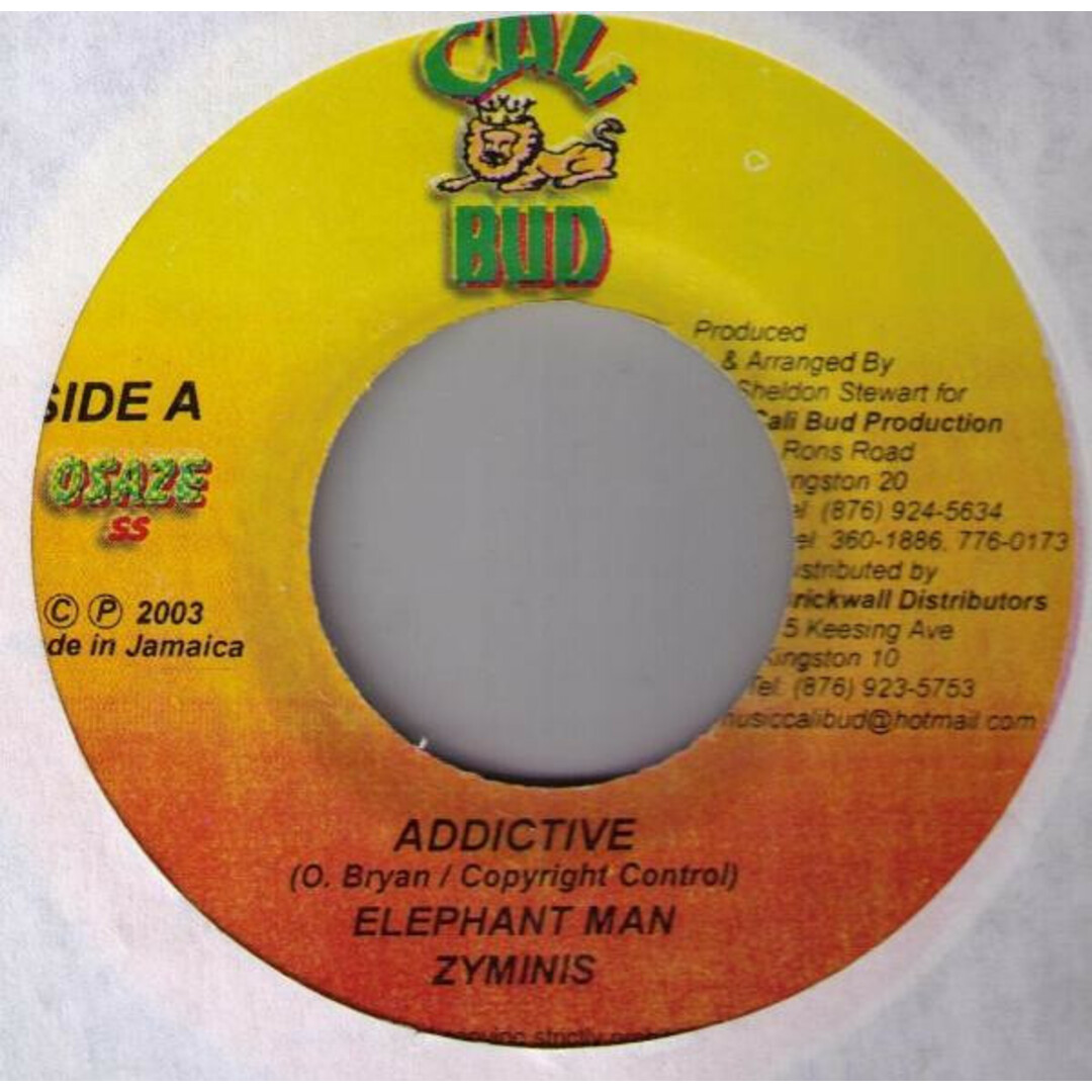 ジャマイカ7" Elephant Man, Zyminis Addictive NONE Cali Bud /00080 エンタメ/ホビーのエンタメ その他(その他)の商品写真