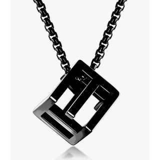 【Rk001】ネックレス　アクセサリー 　メンズ 　ブラック　ルービックキューブ(ネックレス)