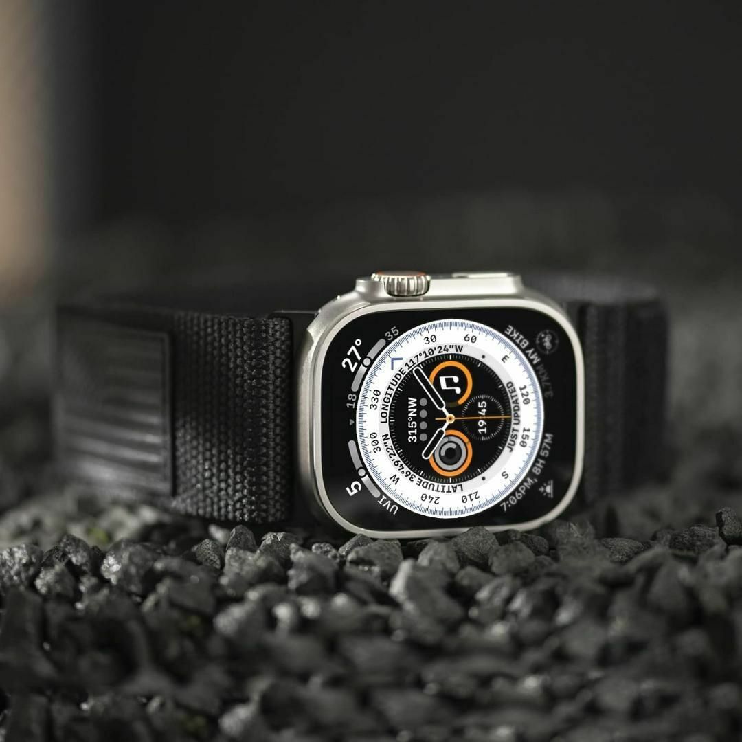Apple Watch バンド ベルト ブラック 黒 マジックテープ 素早く装着 メンズの時計(その他)の商品写真