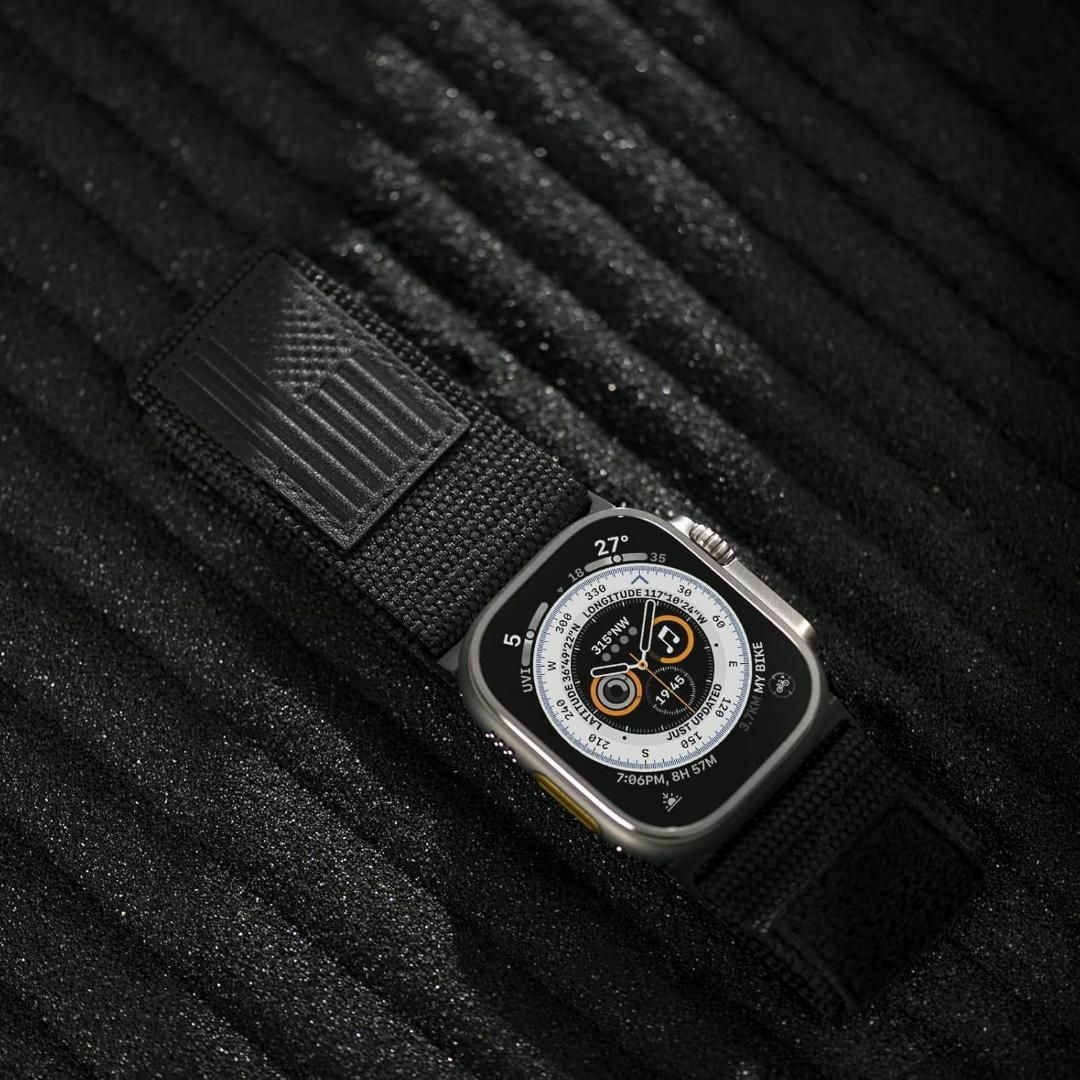 Apple Watch バンド ベルト ブラック 黒 マジックテープ 素早く装着 メンズの時計(その他)の商品写真