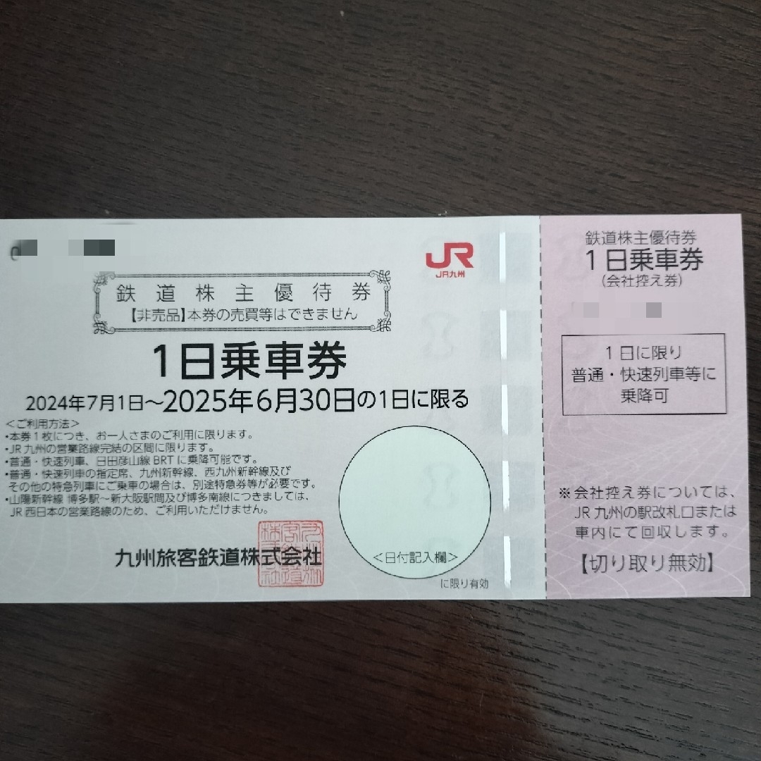 九州旅客鉄道 JR九州 株主優待1枚 チケットの乗車券/交通券(鉄道乗車券)の商品写真