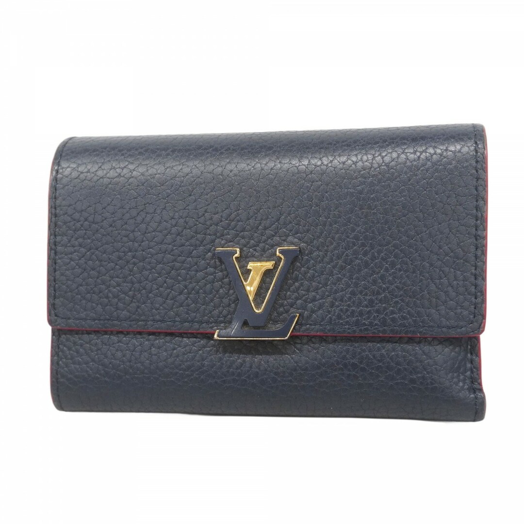 LOUIS VUITTON - 【5eb0919】ルイヴィトン 三つ折り財布 トリヨン ポルトフォイユカプシーヌコンパクト M63741 マリーヌルージュ【中古】レディース