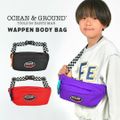 ボディバッグ キッズ OCEAN&GROUND オーシャンアンドグラウンド バッグ ウエストポーチ 子供 男の子 女の子 小学生 ジュニア おしゃれ カジュアル シンプル かわいい ワッペン チェッカーテープ ショルダー レッド
