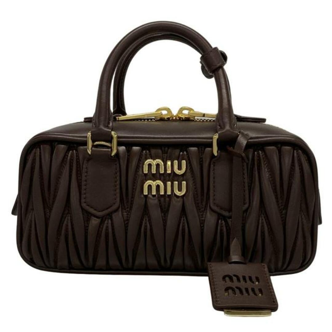 MIU MIU - miumiu(ミュウミュウ) ハンドバッグ美品  アルカディ マテラッセ 5BB142 ダークブラウン レザー