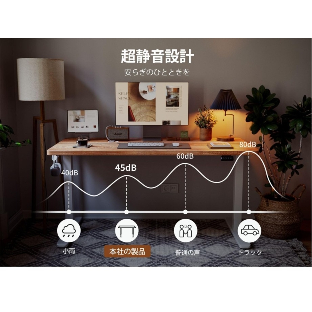 電動昇降式デスク スタンディングデスク オフィスデスク 120×60 メモリ機能 インテリア/住まい/日用品の机/テーブル(オフィス/パソコンデスク)の商品写真