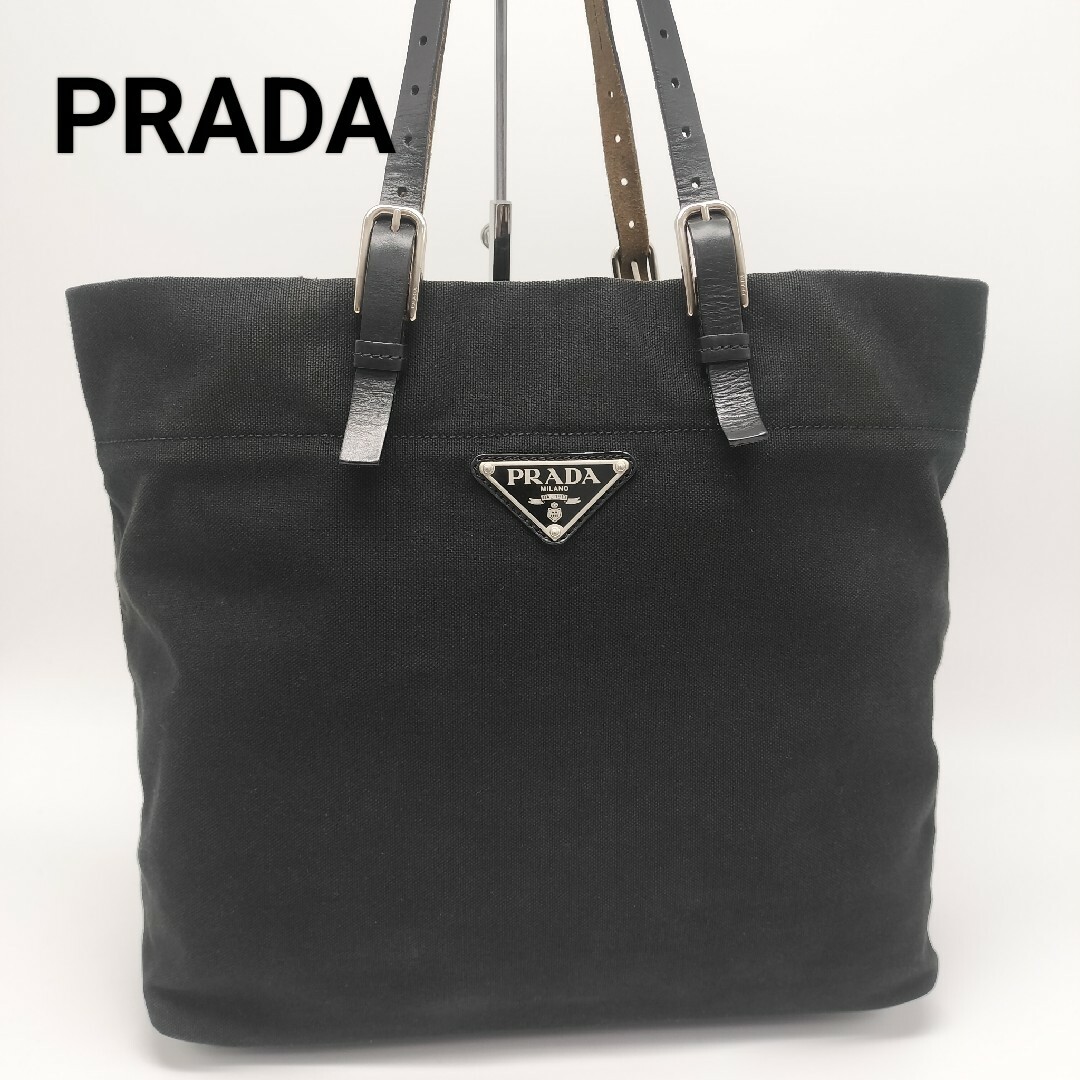 PRADA - 極美品✨プラダ トートバッグ キャンバス レザー