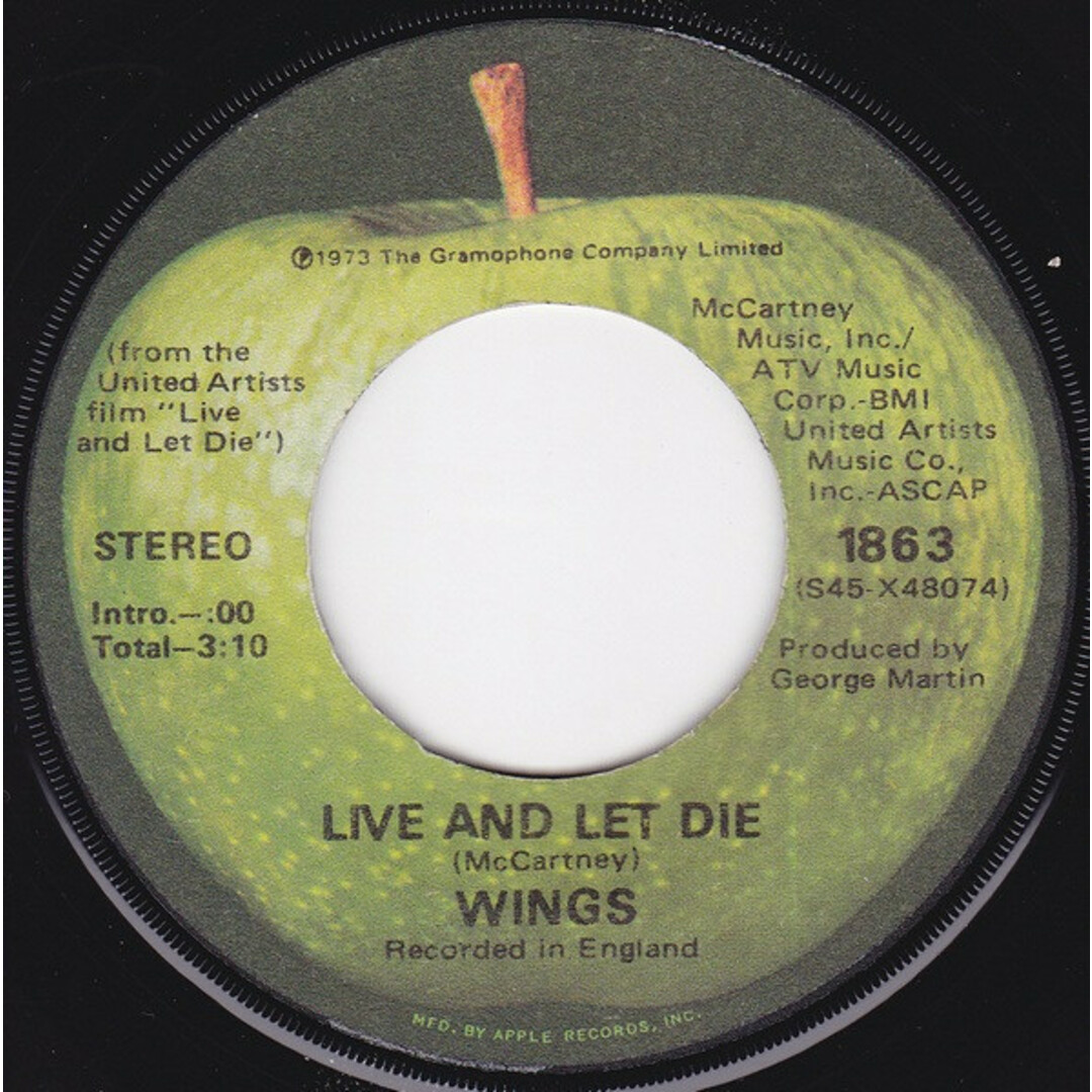 米7” Wings Live And Let Die 1863 Apple Records /00080 エンタメ/ホビーのエンタメ その他(その他)の商品写真