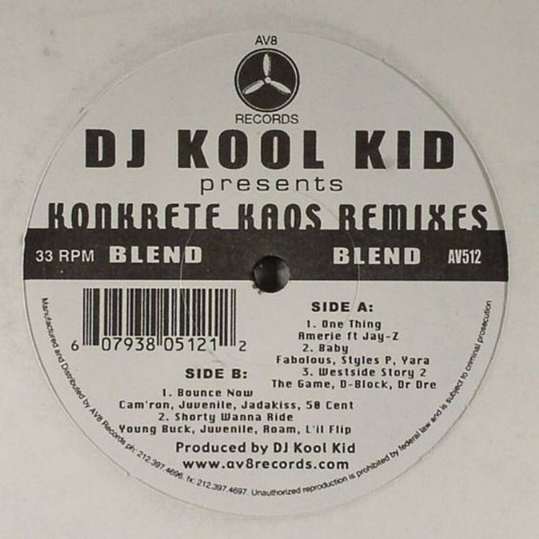 米12" DJ Kool Kid Konkrete Kaos Remixes AV512 AV8 /00250 エンタメ/ホビーのエンタメ その他(その他)の商品写真