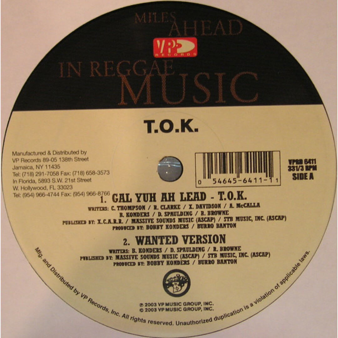 米12" T.O.K. Gal You Ah Lead VPRD6411 VP Records /00250 エンタメ/ホビーのエンタメ その他(その他)の商品写真