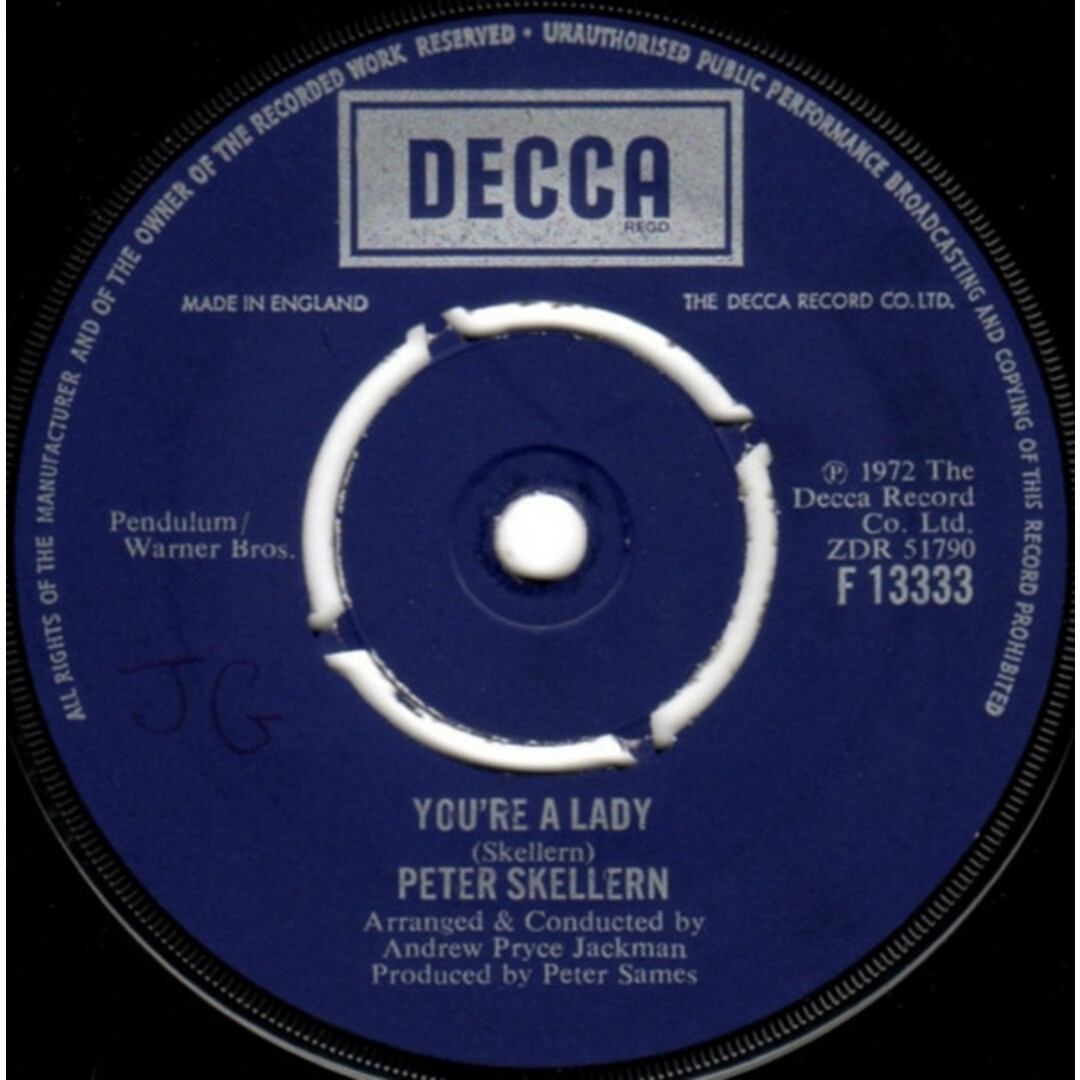 英7" Peter Skellern Youre A Lady F13333 Decca /00080 エンタメ/ホビーのエンタメ その他(その他)の商品写真