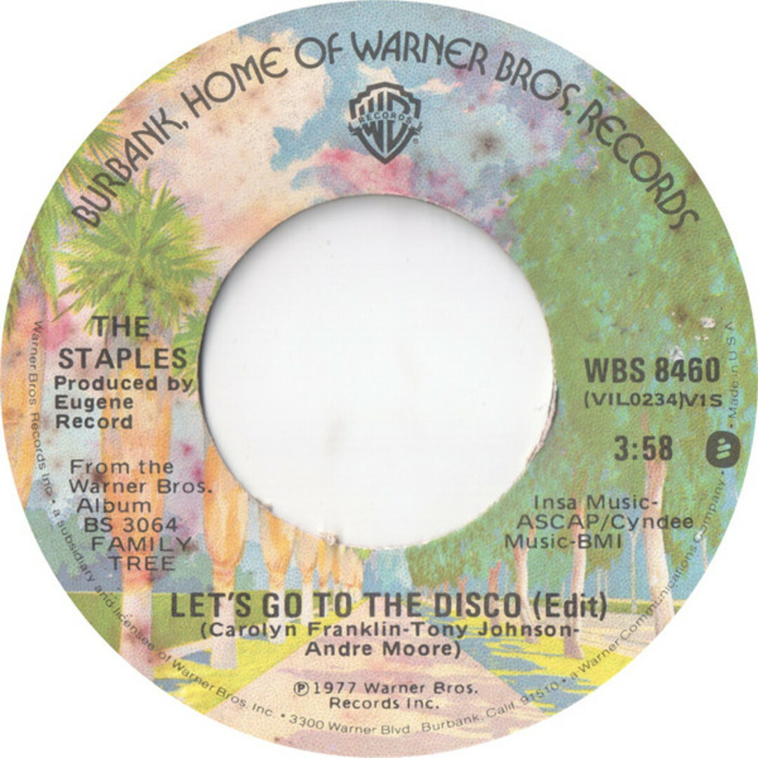 米7” Staples Lets Go To The Disco / See A Little Further (Than My Bed) WBS8460 Warner Bros. Records /00080 エンタメ/ホビーのエンタメ その他(その他)の商品写真