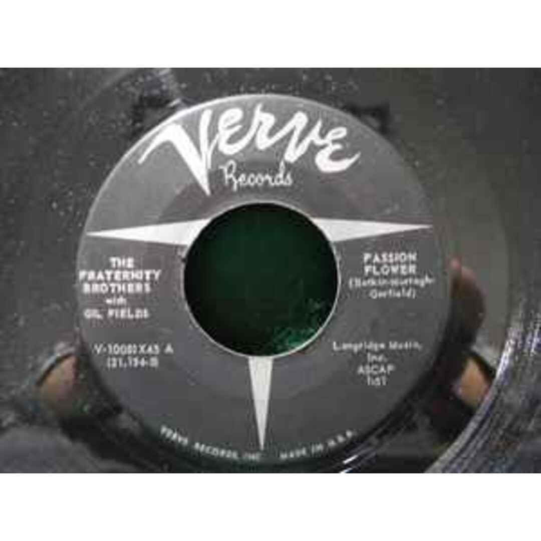 米7” The Fraternity Brothers with Gil Fields Passion Flower / A Nobody Like Me V10081X45 Verve Records /00080 エンタメ/ホビーのエンタメ その他(その他)の商品写真