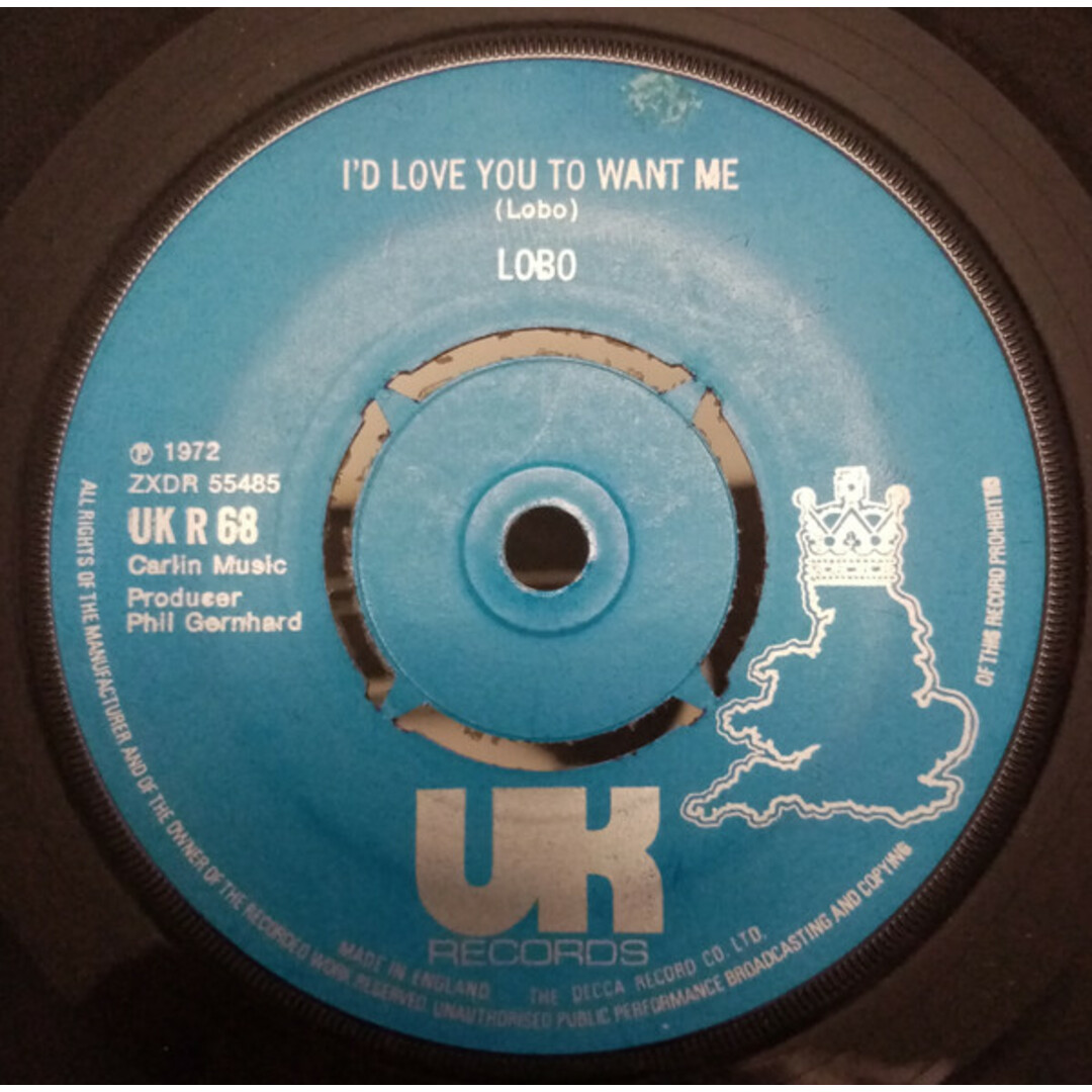英7" Lobo Id Love You To Want Me UKR68 UK Records /00080 エンタメ/ホビーのエンタメ その他(その他)の商品写真
