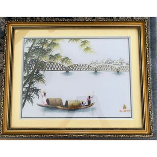 ベトナムの風景手刺繍絵画　成績書付き(絵画/タペストリー)