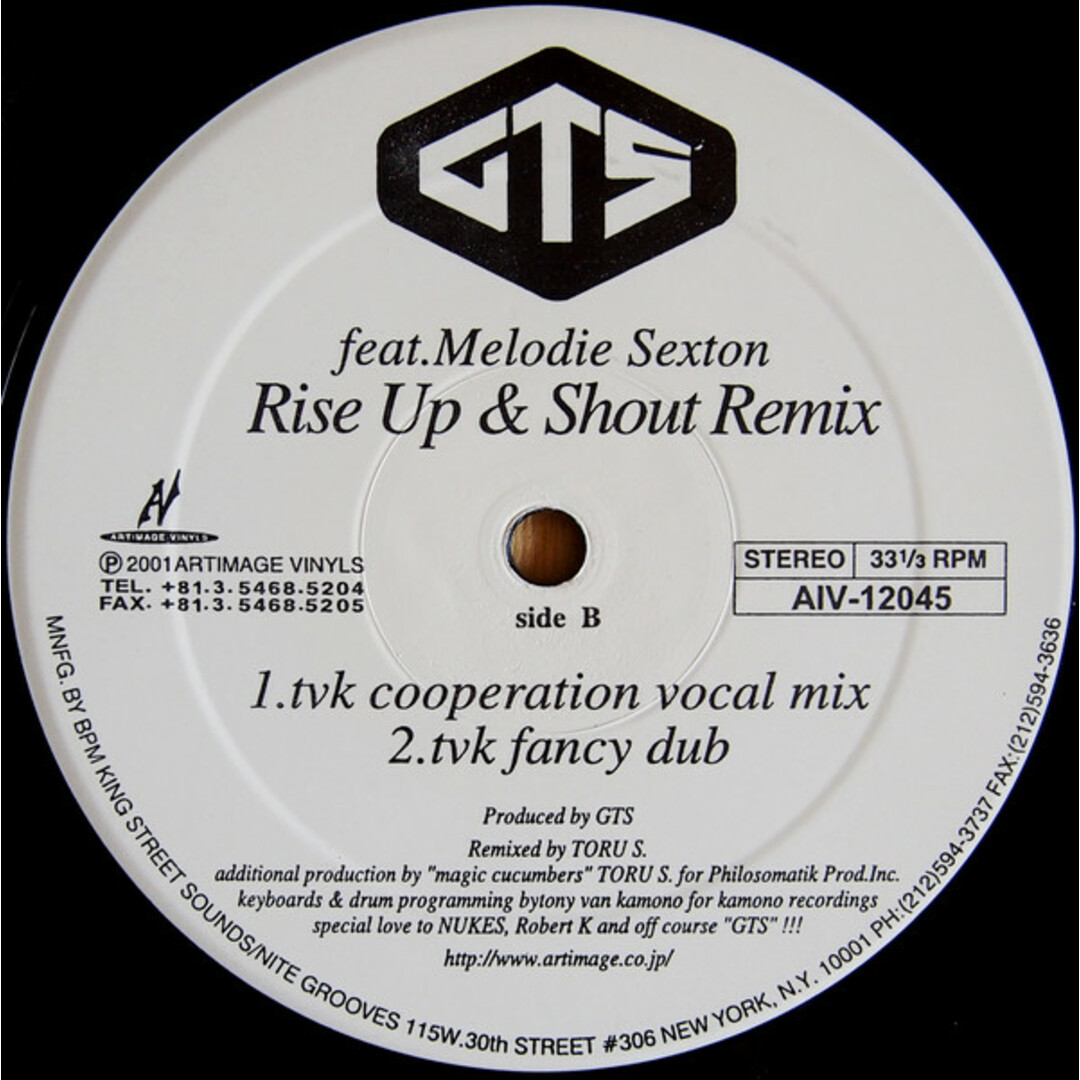 12" GTS, Melodie Sexton Rise Up & Shout Remix AIV12045 Artimage Vinyls 未開封 /00250 エンタメ/ホビーのエンタメ その他(その他)の商品写真