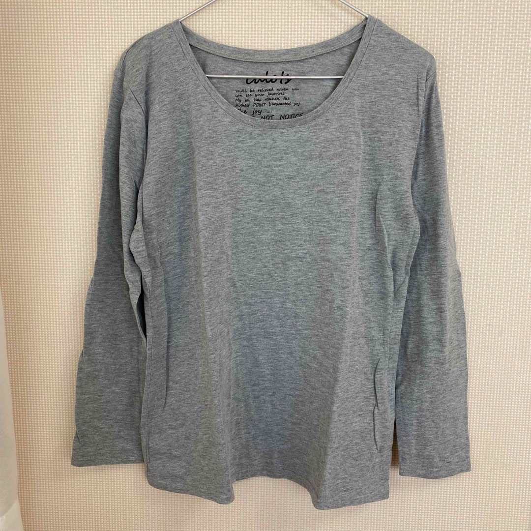無地ロンT グレー レディースのトップス(Tシャツ(長袖/七分))の商品写真