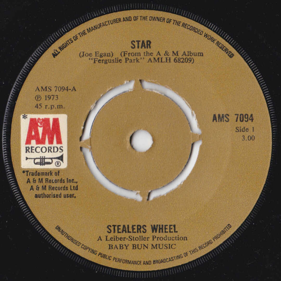 英7" Stealers Wheel Star AMS7094 A&M Records /00080 エンタメ/ホビーのエンタメ その他(その他)の商品写真