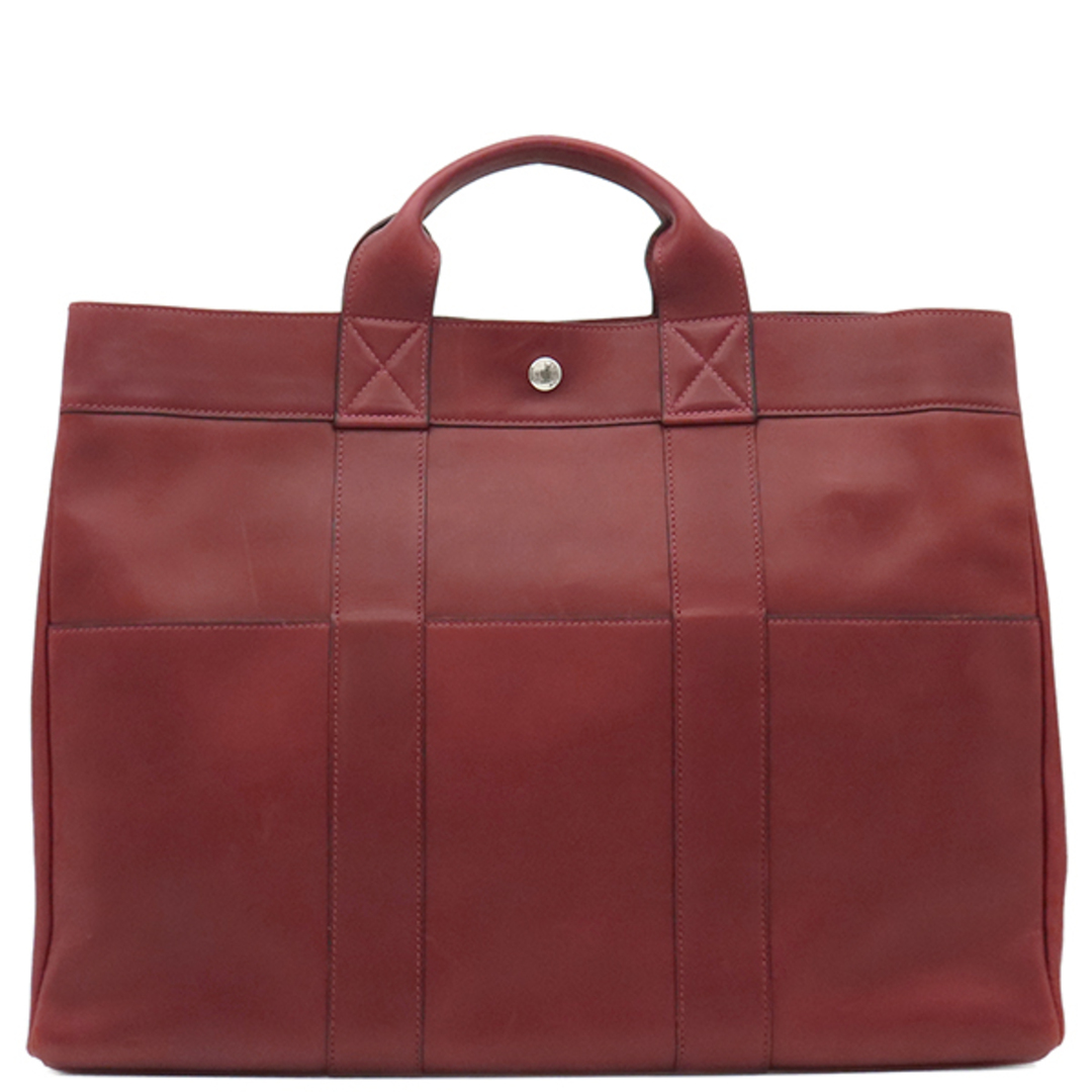 HERMES - エルメス HERMES トートバッグ フールトゥMM レザー レッド系 シルバー金具 赤茶 □F刻印【中古】
