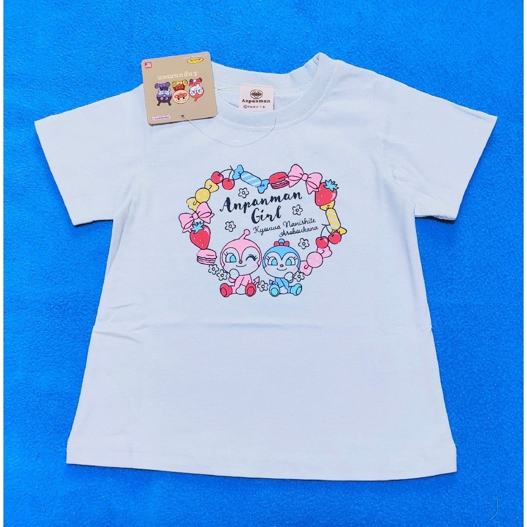 アンパンマン(アンパンマン)の90cm 新品 アンパンマン ドキンコキンハート柄半袖Tシャツ ミント キッズ/ベビー/マタニティのキッズ服女の子用(90cm~)(Tシャツ/カットソー)の商品写真